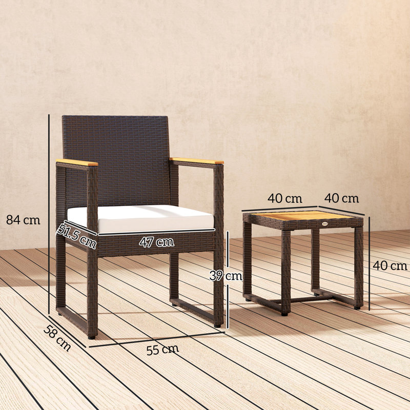 Wicker 2 - Person Garden Lounge Set with Cushions, White, Brown