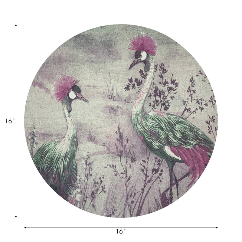 Crested Crane Pebble 16" Vinyl Placemat, Green/Pink