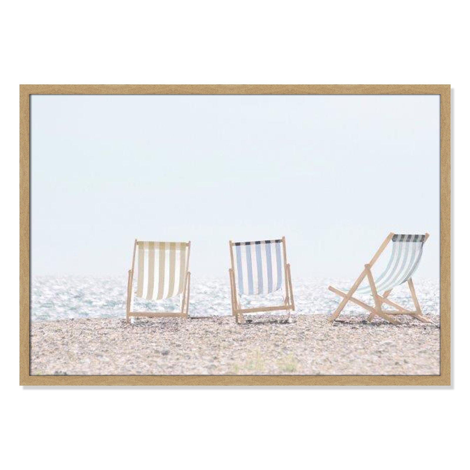 Adriatica "Beach Chairs" Print by Leah Straatsma, 25.5" H x 35.5" W x 1.25" D, Natural