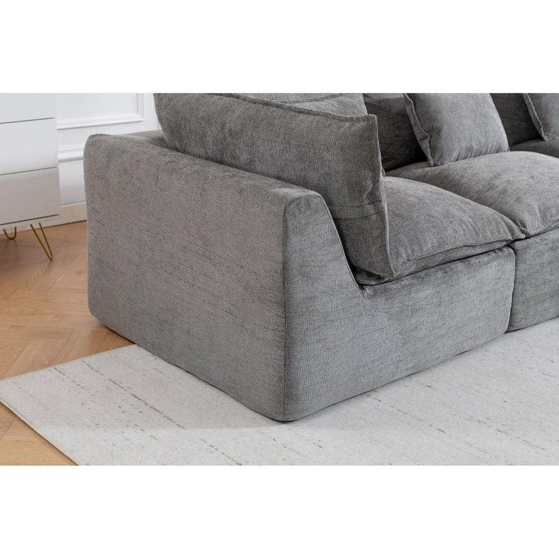 Canapé d'angle Cloud Comfort, canapé modulable en tissu de 260 cm (102,3 pouces), salon moderne, Gris