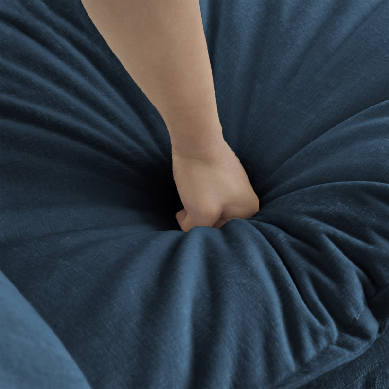 Repose-pieds en tissu chenille à combiner avec un canapé 2 places, un canapé 3 places et un canapé 4 places, chenille bleue