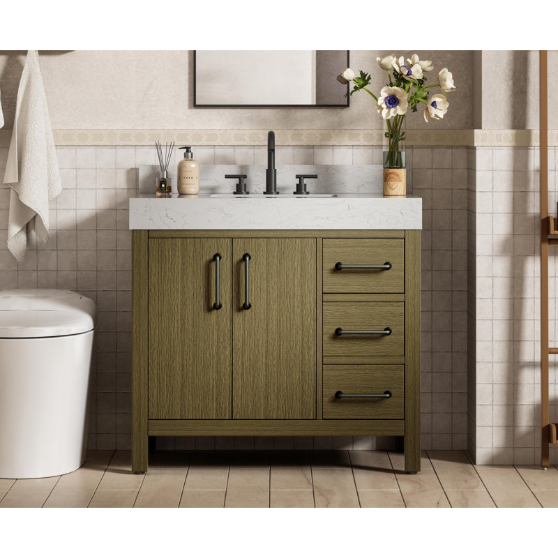 Meuble-lavabo simple 36 po 36 VF60636-BS, Brun châtaigne