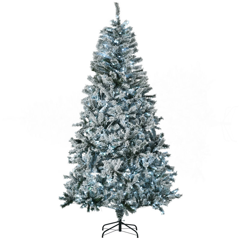 Arbre de Noël artificiel enneigé 7,5 pi avec lumières DEL blanc froid