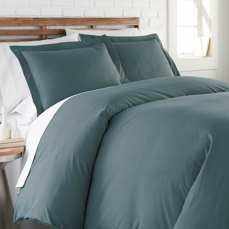 Southshore Fine Linens Southshore Basics Duvet Cover Set in Steel Blue, 90 GSM Double-Brushed Microfiber Bedding with Hidden Zipper Closure and Corner Ties, 2 Pillow Shams, Full/Queen