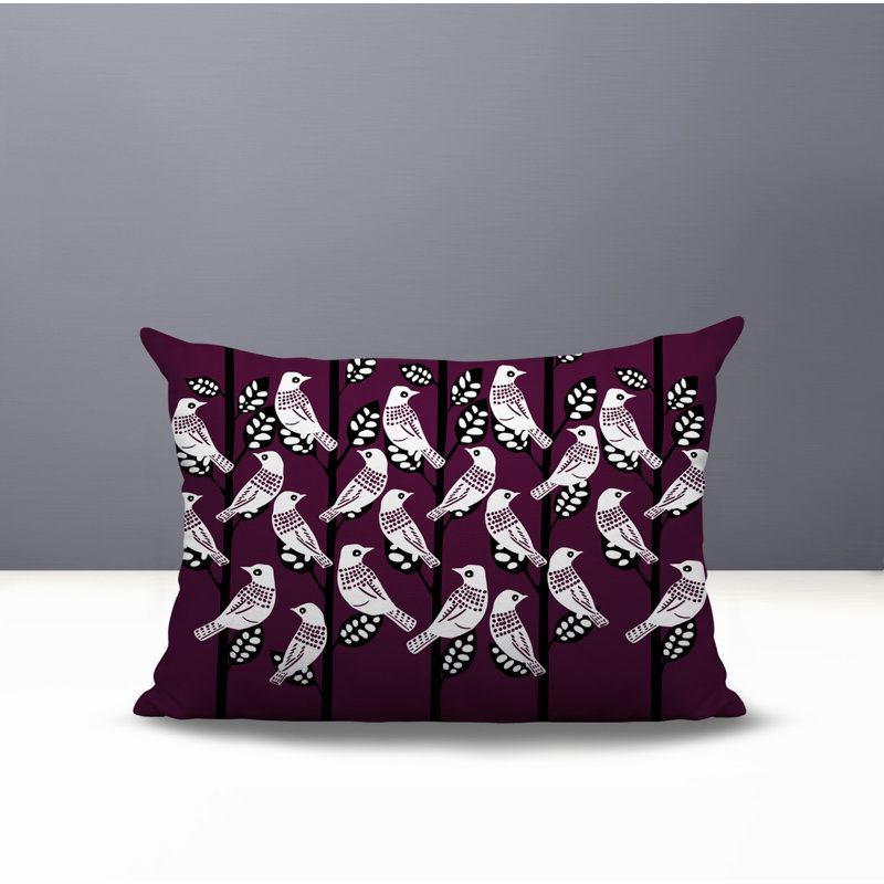 Oreiller rectangulaire réversible intérieur / extérieur Keaton Bird, Mauve, Rectangle H 18 po x l 25 po