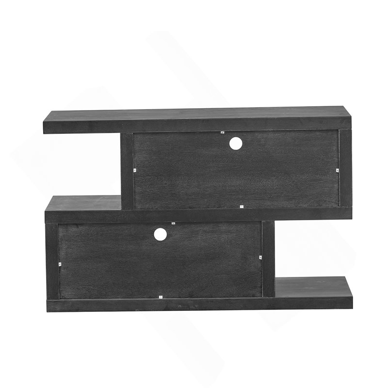 Retro Console Table with Symmetrical 2-Tier Open Shelf for Entryway and Living Room, Black
