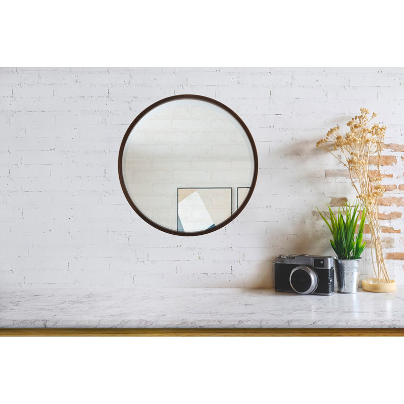 Campblin Round Mirror, 25.12" H x 25.12" W, Rubbed Bronze
