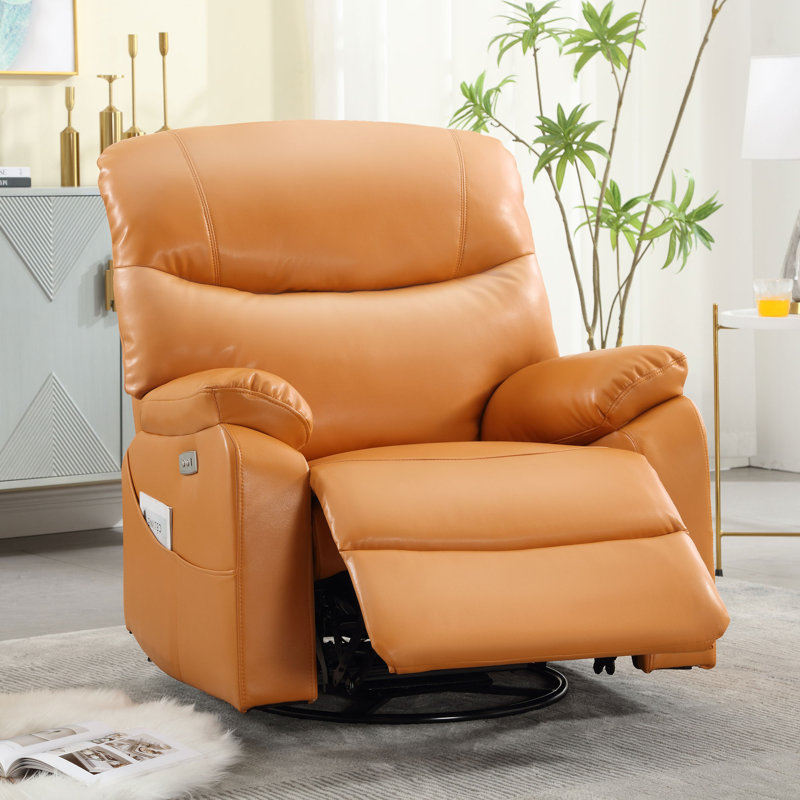Fauteuil inclinable pivotant Ringwold, Similicuir orange
