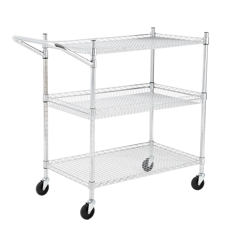 Metal Mesh Cart With Wheels, 36.6" H x 17" W  x 29.5" D