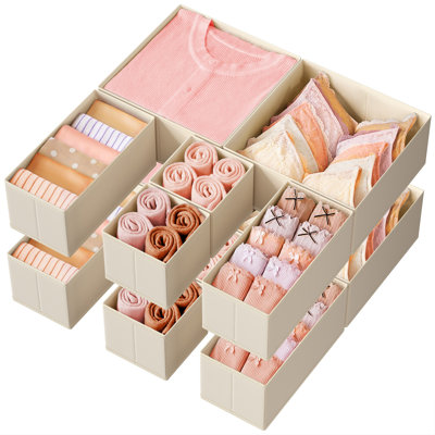 Drawer Organizers, Dresser Divider Organizers, Set Of 12, Foldable Fabric Storage Boxes For Socks, Underwear, Bras, Ties