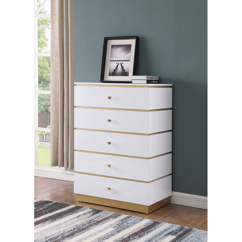 Commode à 5 tiroirs Joori, Blanc