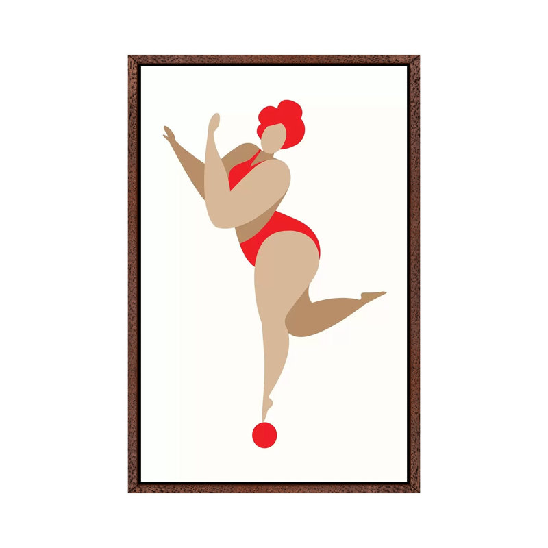 Dancing Queen - Red 1 Piece Wall Art on Canvas, 101.6cm H x 66.04cm W x 3.81cm D, Classic Brown Wood Floater Framed