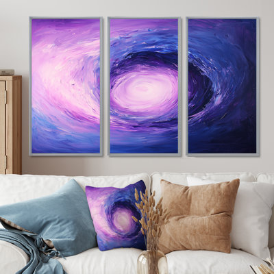 Galactic Purple Explosion In Space III - Abstract  Fractal Wall Décor Set