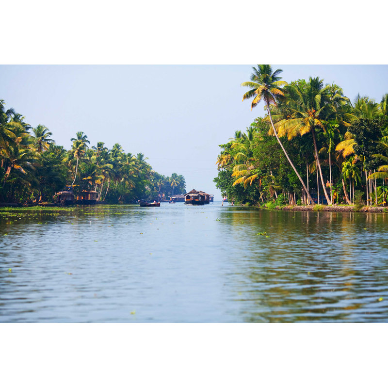 Indien, péniche - Photographie sur toile tendue, H 8 po x l 12 po