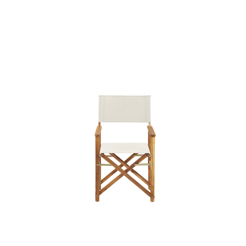 Freeburg Patio Dining Armchair with Cushion, White, Light Wood