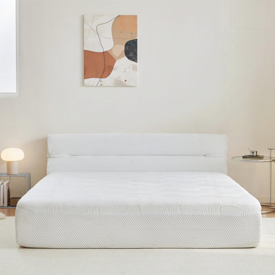 All in One Mattress & Bed Frame with Cool Fabric,No Assembly Required for Living Room