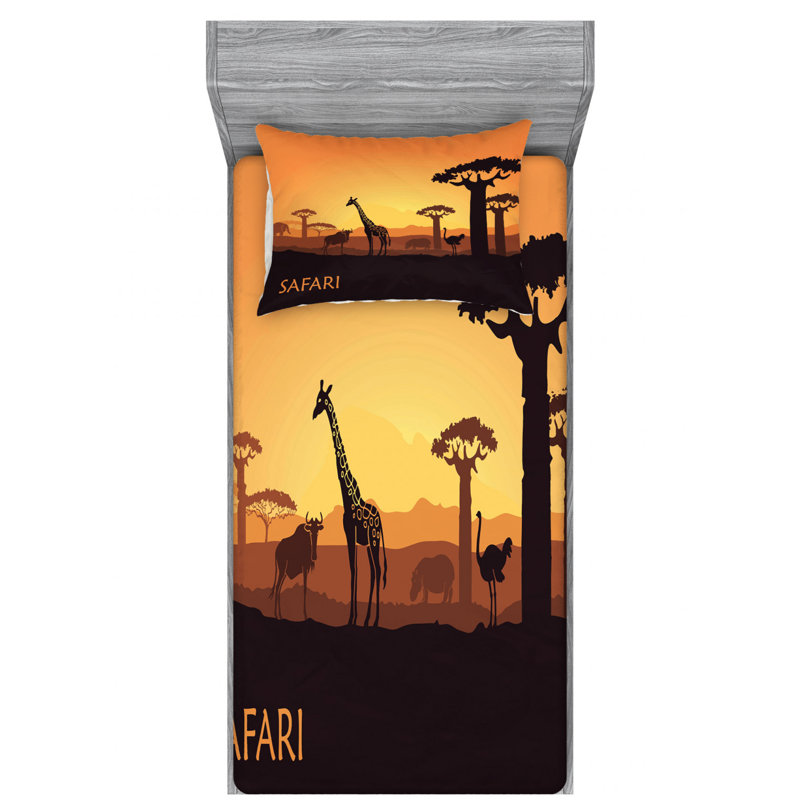 Ensemble de draps Safari, Ensemble de draps pour lit simple TG avec drap-hou