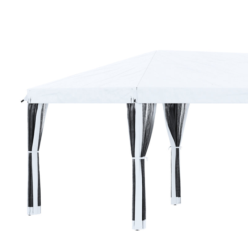 10' X 20' Heavy Duty Pop Up Canopy Tent With Netting, Instant Sun Shelter For Outdoor Parties, Garden, Patio, Cream White, Big Inner Volume Block Outdoor, Expansive Area