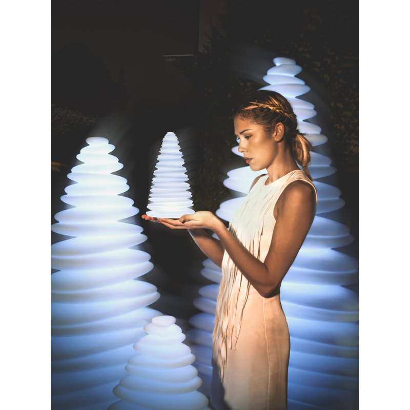 Chrismy Matte Ice White Battery Powered LED Outdoor Table Lamp, Plug-In, Yes, 60.25" H x 44.25" W x 15.75" D