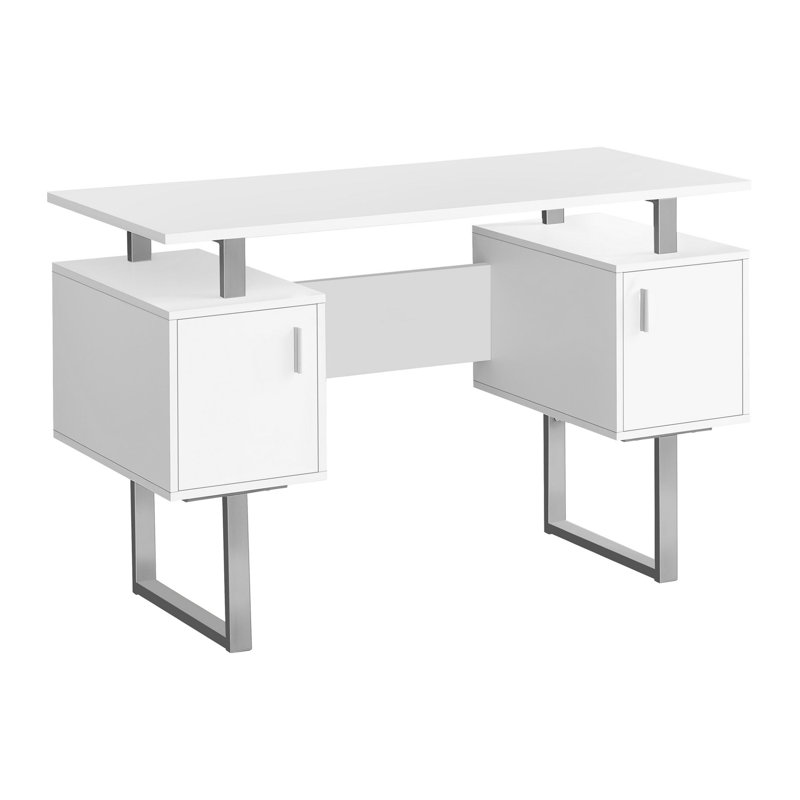 Computer Desk, Home Office, Laptop, Storage, Work, Metal, Laminate, Contemporary, White