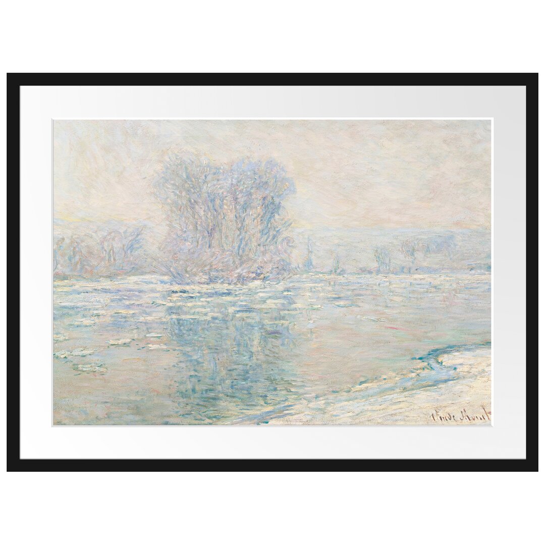 Claude Monet - Eisschollen - Im Bilderrahmen Mit Galerie-Passepartout