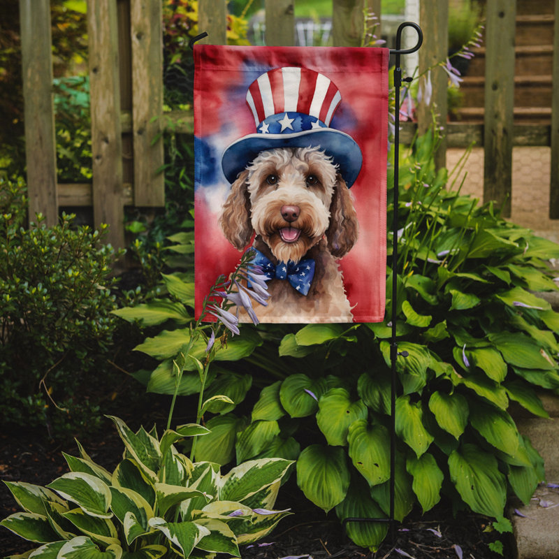 Drapeau patriotique du jardin américain, Labradoodle brun