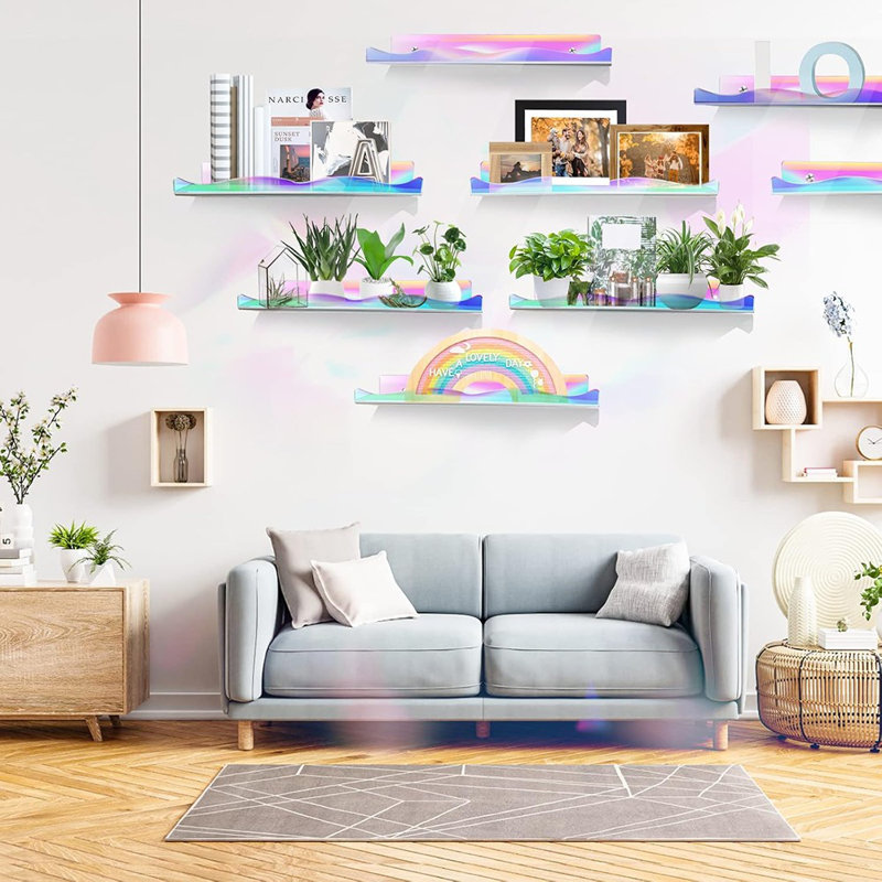 Ensemble de 6 tablettes flottantes transparentes en acrylique transparent