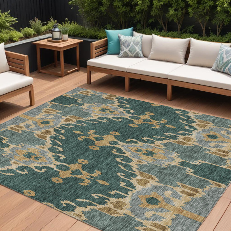 Tapis intérieur lavable ikat gris 9 pi x 12 pi
