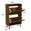 Armoire à chaussures en noyer avec 2 tiroirs rabattables, rangement pour chaussures moderne pour le vestibule-413556058-403503240
