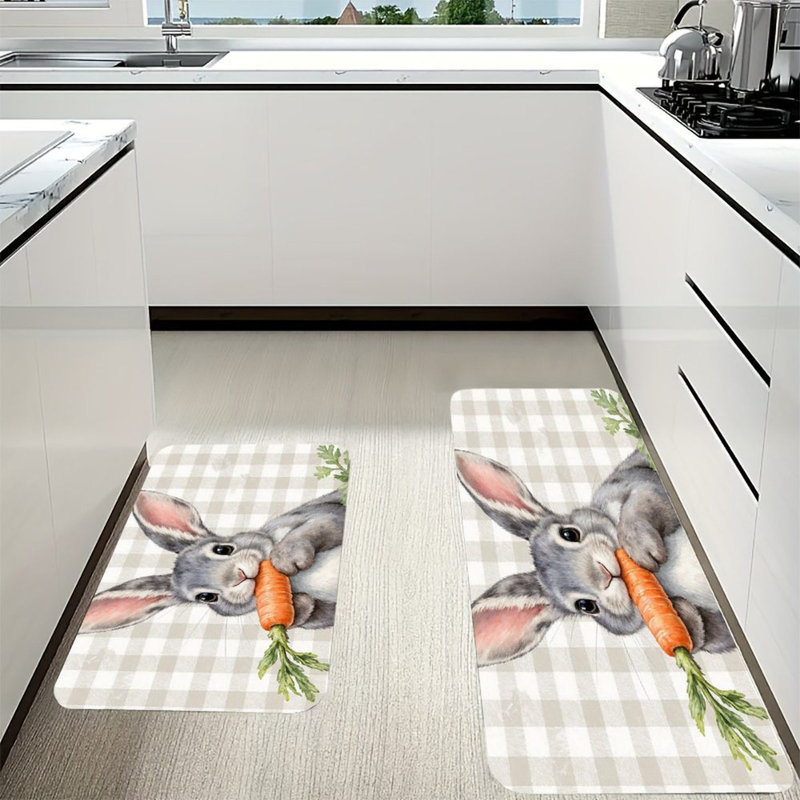 Ensemble de 2 tapis de cuisine carotte gris