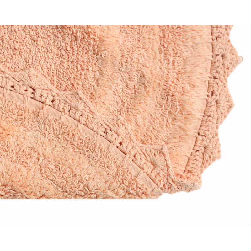 100% Cotton Non-Slip Bath Rug, Peach