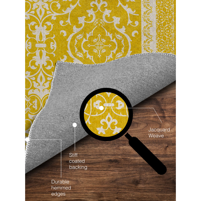 Tapis de chaise rectangulaire à poils courts Rao, L 36 po x L 60 po, Pissenlit