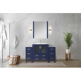 Harborfront 54 in W x 18.25 in D Single Bath Vanity with Side Cabinets and White Ceramic Top
