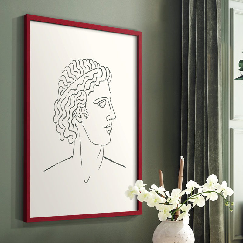«Greek Busts I», reproduction encadrée - bois massif, Rouge, H 10 po x l 8 po