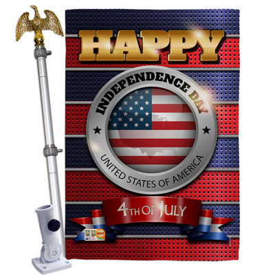Double Sided 40'' H x 28'' W Polyester Independence Day Flag Set