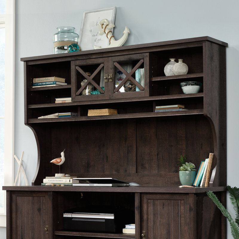 Brun élégant avec deux tablettes réglables, conception d'inspiration bord de mer pour le bureau à domicile, le salon ou le bureau, rangement intégré, espace de présentation élégant, fabrication en bois d'ingénierie, facile à utiliser