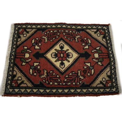 One-of-a-Kind Berwick Hand-Knotted 1970S 1'3"" x 1'8"" Wool Area Rug in Red -  Isabelline, 192BB35F0162411DAC87A1B7BFC7BA7D