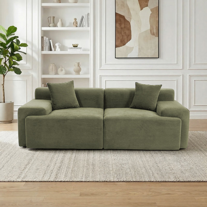 Canapé modulaire Cloud, grands canapés modulaires 2 places pour le salon, canapé modulaire Cloud Cloud, mousse à mémoire de forme, causeuse très profonde, sans assemblage, vert