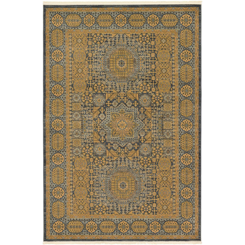 Tapis à motif oriental jaune Palazzo, Rectangle 2 pi x 3 pi