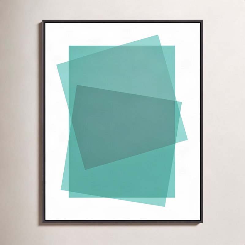Aqua Kami Print by Jacques Pilon, Black Framed Canvas, 50" H x 40" W