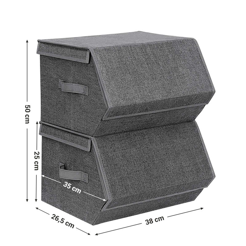 Ebern Designs Linen Decorative Bin, Dark Grey