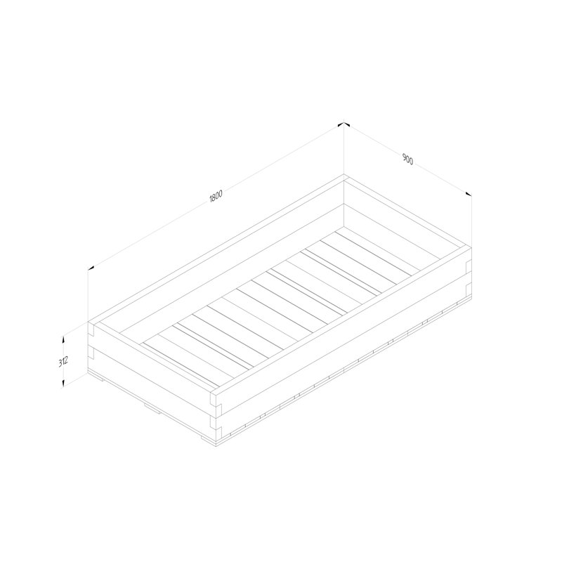 Caledonian Wood Raised Garden Bed, 31.2cm H x 180cm W x 90cm D