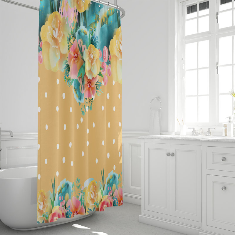 Rideau de douche simple pois points Odilia, 70 po x 90 po