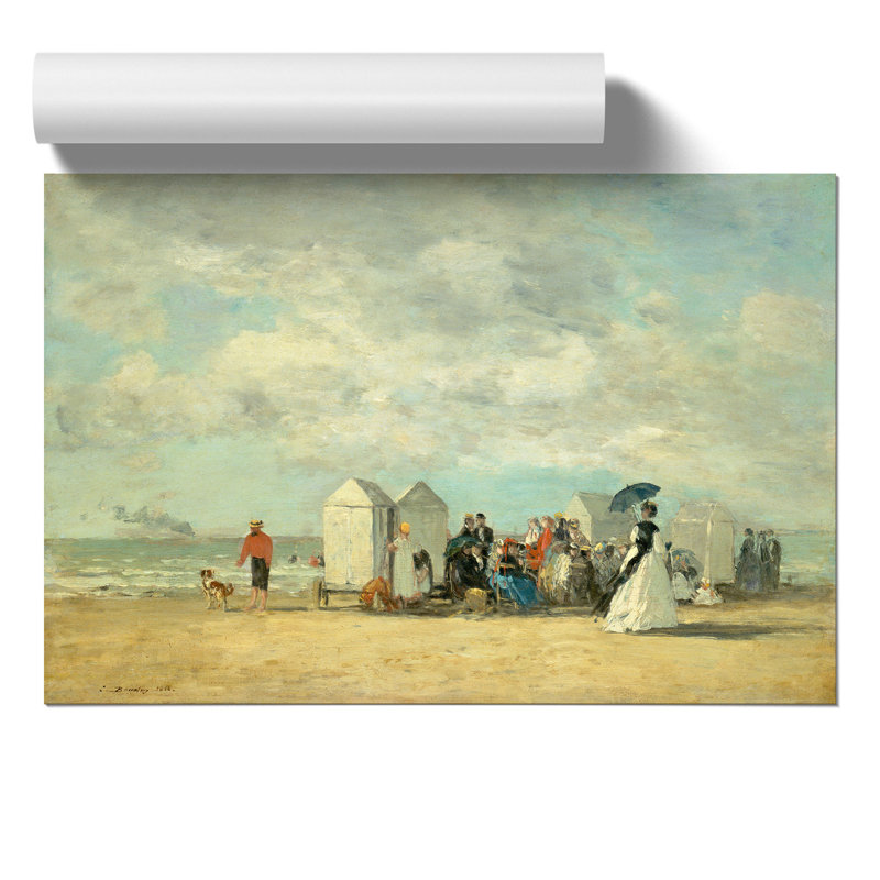 Beach Scene by Eugene Boudin - No Frame Painting, 42cm H x 59cm W x 0.1cm D