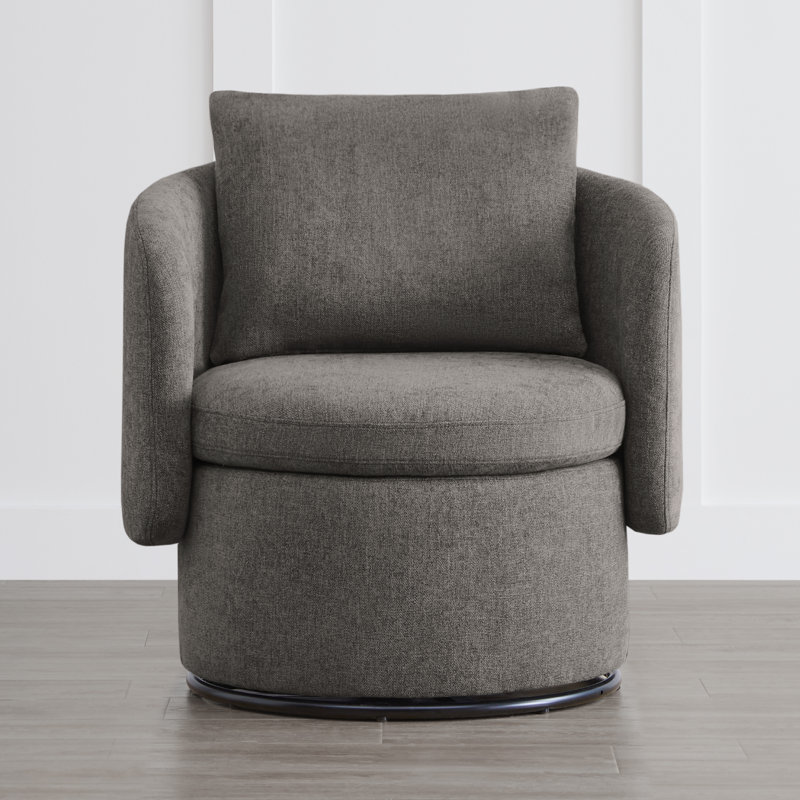 Fauteuil demi-tonneau rotatif Layyinah, Polyester gris fossile