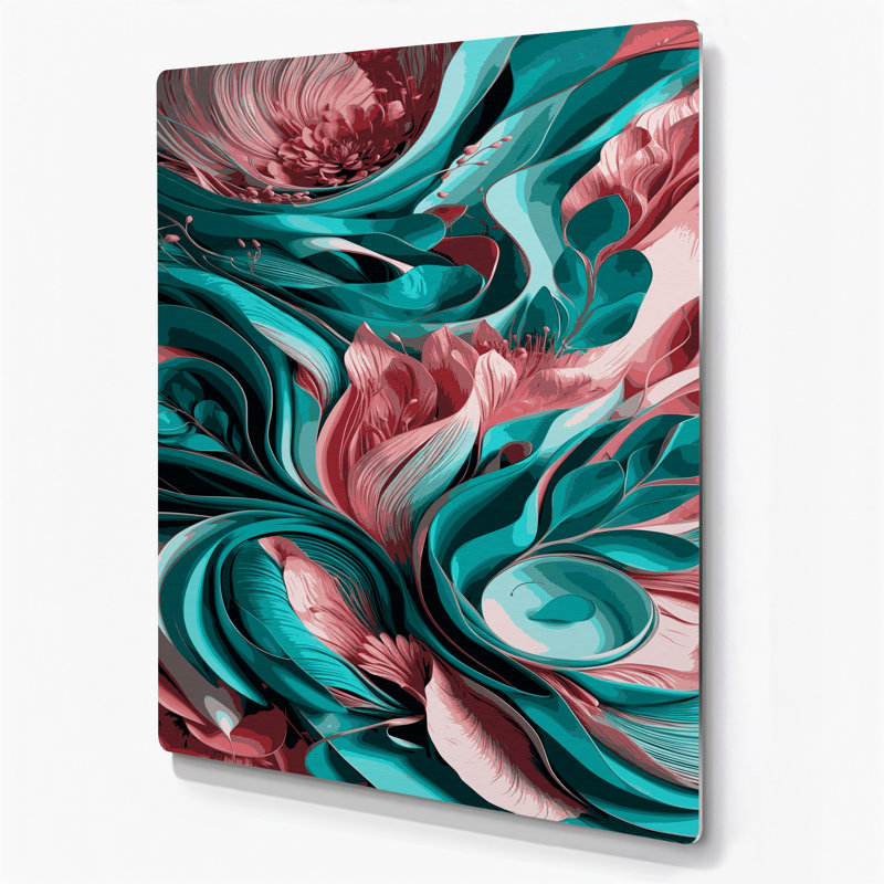 "Abstract Florals", art mural gris en métal 61, H 11 po x l 14 po