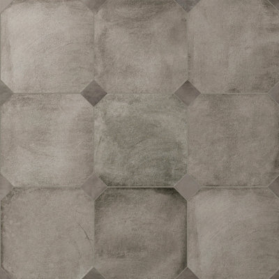 Laverton Octagon Grafito W/Taco 7-7/8 In. X 7-7/8 In. Porcelain Floor And Wall Tile