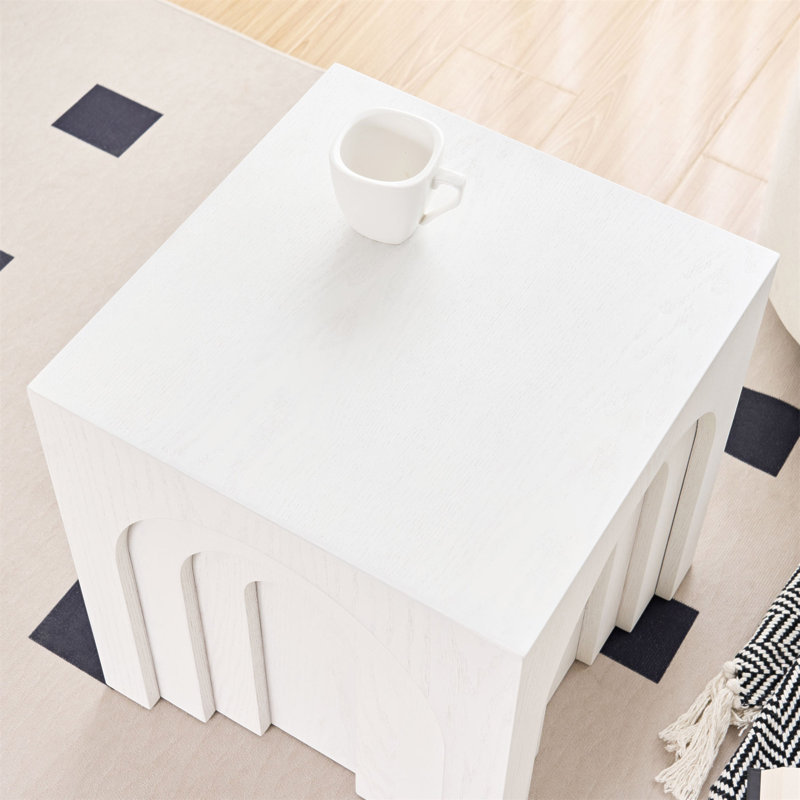 Table d'appoint carrée 15,74 po, Blanc
