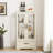 Lighted Glass Curio Cabinet With Adjustable Shelves - Elegant 2-Door Display Cabinet & Built-In Drawer, Includes Bulb-1791748276
