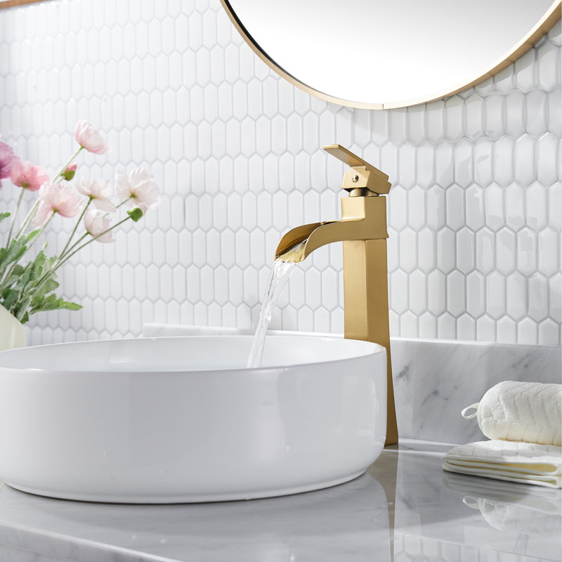 Robinet de salle de bain vasque avec bonde, Or brossé
